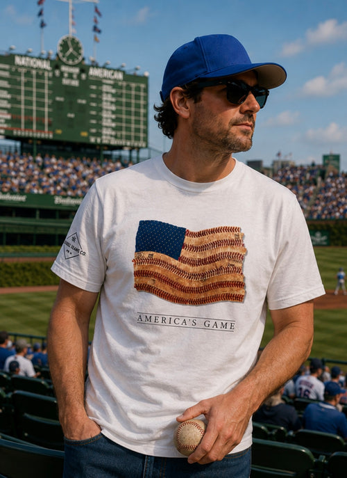 America's Game Baseball American Flag Cotton Shirt