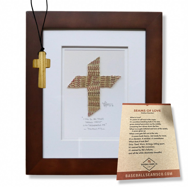 Baseball Cross Bundle - Artwork, Necklace & Poem