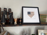 Baseball American Flag Home Plate 10x10 Framed Art | 