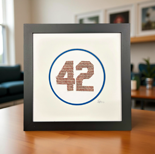 42 Framed Original Artwork - Made from actual used baseballs
