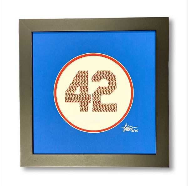 42 Framed Original Artwork - Made from actual used baseballs