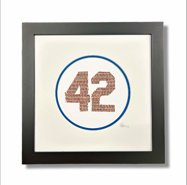 42 Framed Original Artwork - Made from actual used baseballs