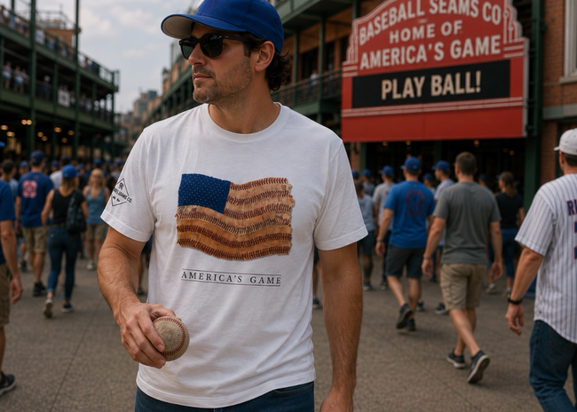 America's Game Baseball American Flag Cotton Shirt