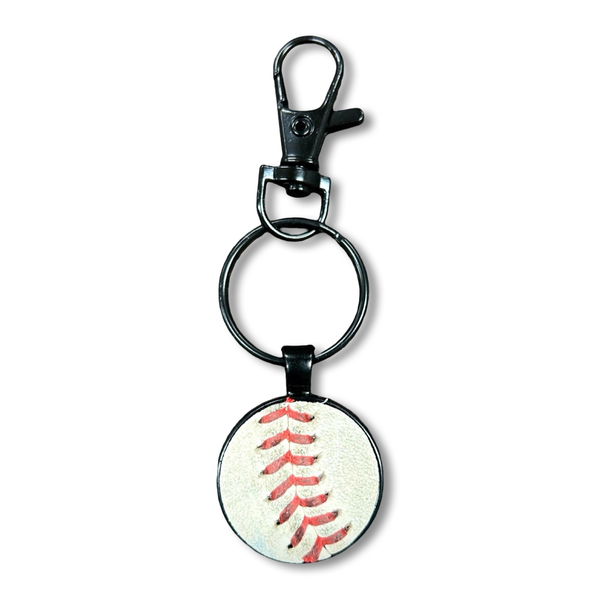 Black Baseball Seam Keychain