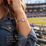 Baseball Seam Silver Bangle