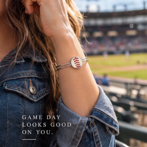 Baseball Seam Silver Bangle