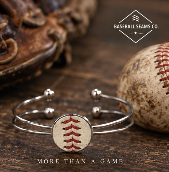 Baseball Seam Silver Bangle