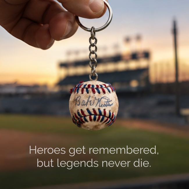 Sandlot Style Babe Ruth Replica Autograph 1.5in Miniature Baseball Keychain