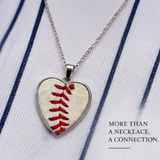 Baseball Seam Silver Heart Pendant Necklace