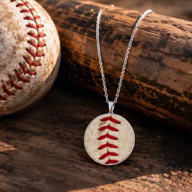 Baseball Seam Dainty Chain Pendant Necklace