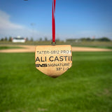 Small Batch No. 9 Wood Bat Home Plate Ornaments