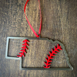 Nebraska Steel Baseball Christmas Ornament