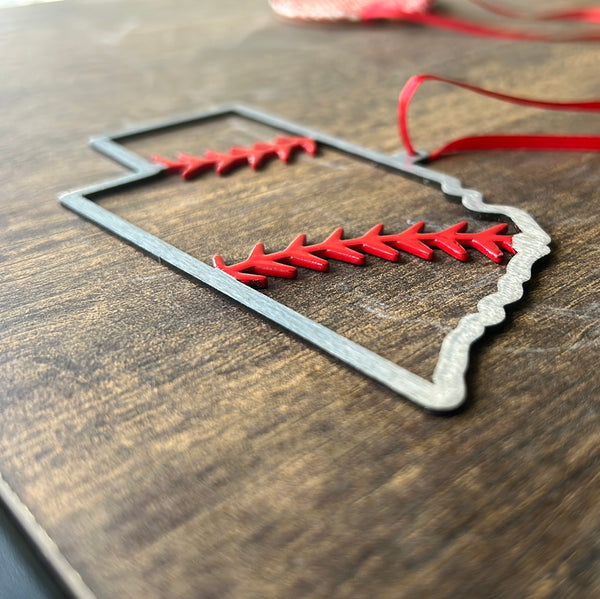 Nebraska Steel Baseball Christmas Ornament