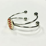 Baseball Seam Silver Bangle