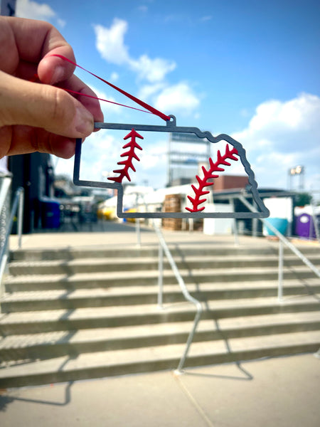 Nebraska Steel Baseball Christmas Ornament