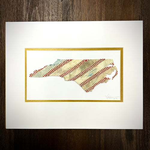 Custom State Artwork - North Carolina made from used baseballs