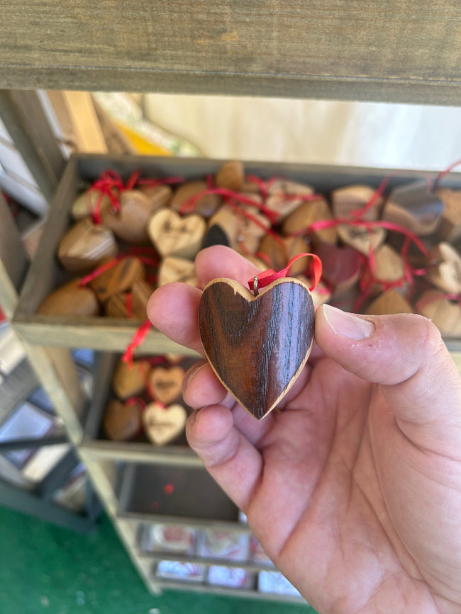 Omaha 2023 Wood Bat Heart Ornaments
