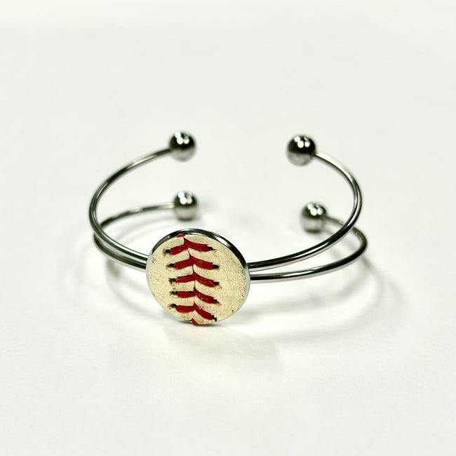 Baseball Seam Silver Bangle