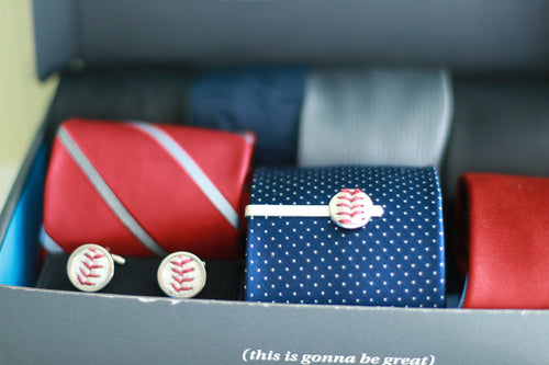 Bundle of Baseball Accessories: Tie Clip and Cufflinks