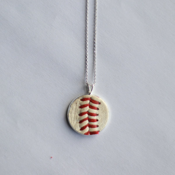 Baseball Seam Dainty Chain Pendant Necklace