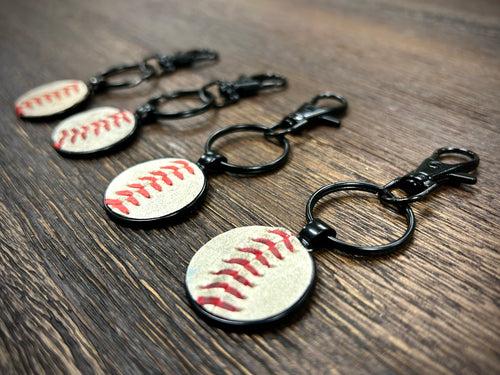 Black Baseball Seam Keychain