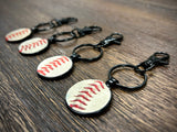 Black Baseball Seam Keychain