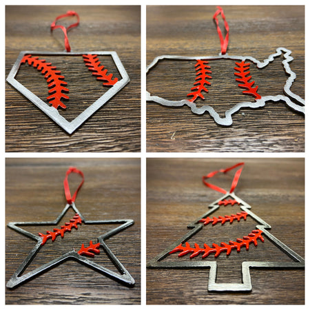 Nebraska Steel Baseball Christmas Ornament