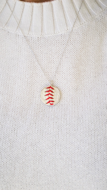 Baseball Seam Pendant Necklace