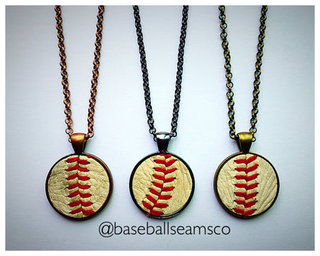 Limited Edition Patriotic Baseball Seam Pendant Necklace
