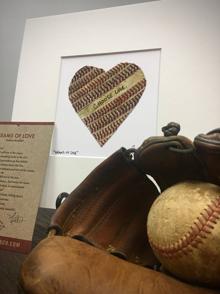 Customizable Baseball Heart Print in 10x10 White Matting