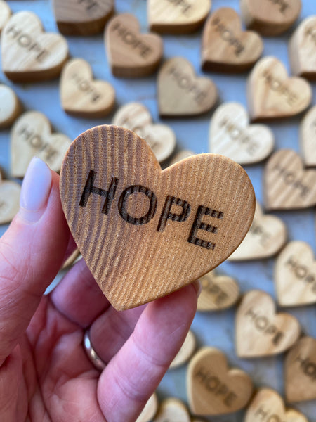 HOPE Hearts - Carved from interior baseball bat wood