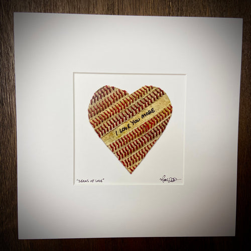 Customizable Baseball Heart Print in 10x10 White Matting