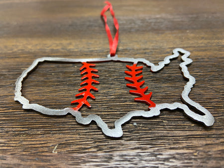 4 Piece Steel Baseball Ornament Set