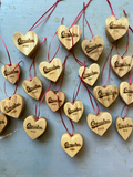 Omaha 2022 Wood Bat Heart Ornaments