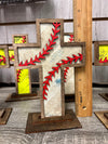 Old Rugged Baseball Softball Cross with Wood Stand